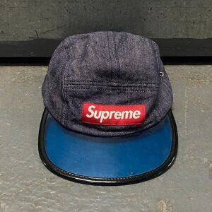 SUPREME blue denim PVC brim box logo hat